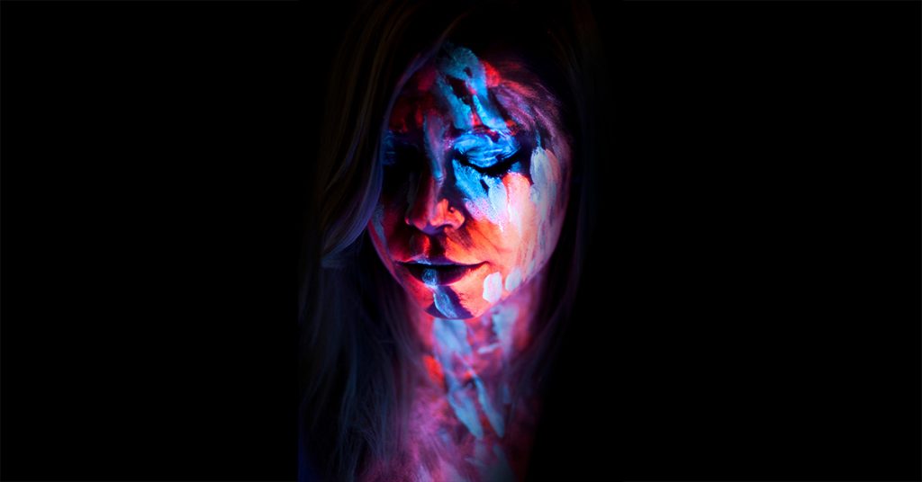 human energy field glowing girl neon aura